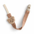 Attache tétine motif ours terracotta avec ruban en lin