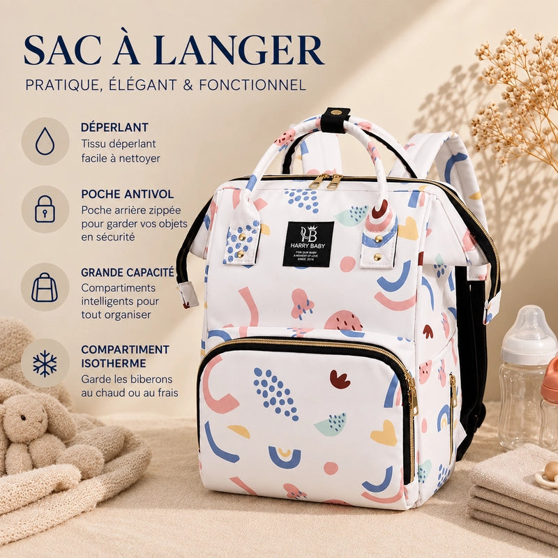 Sac à dos à langer bébé Harry Baby pastels 