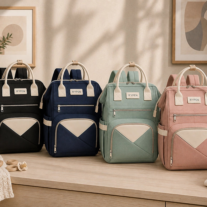 Sac à dos à langer Eloise disponible en 4 coloris : noir, bleu marine, vert menthe, rose