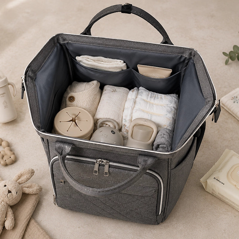Intérieur organisé du sac à langer multifonctions Daphné Harry Baby gris