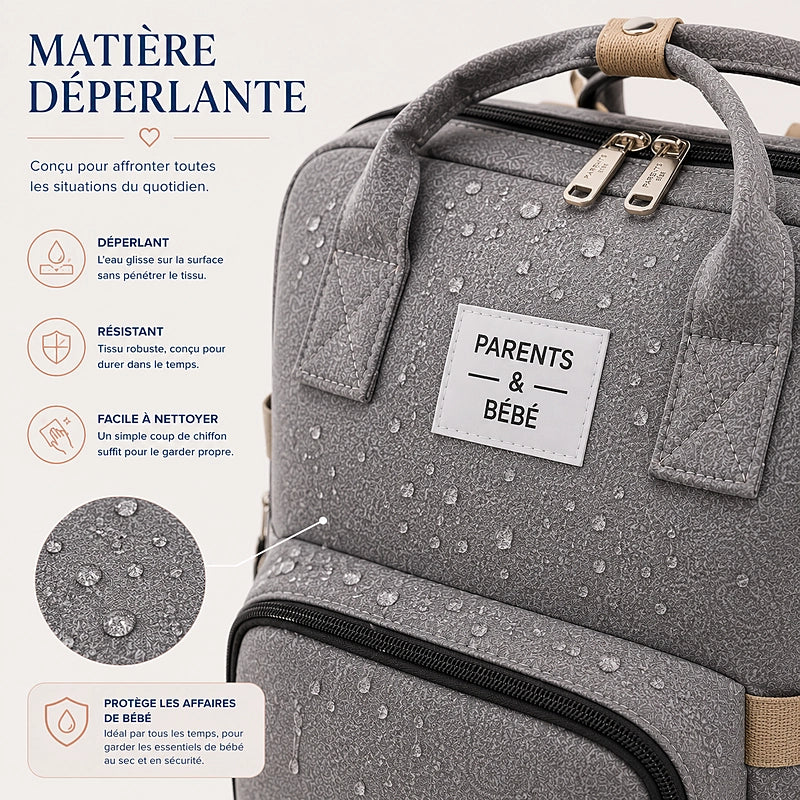 Sac à langer 3 en 1 Parents & Bébé en matière déperlante résistante à l'eau