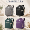 Sac à langer 3 en 1 convertible en lit bébé en 4 coloris : gris, noir, vert et violet