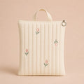 Pochette couche bébé écru, broderie motifs tulipes