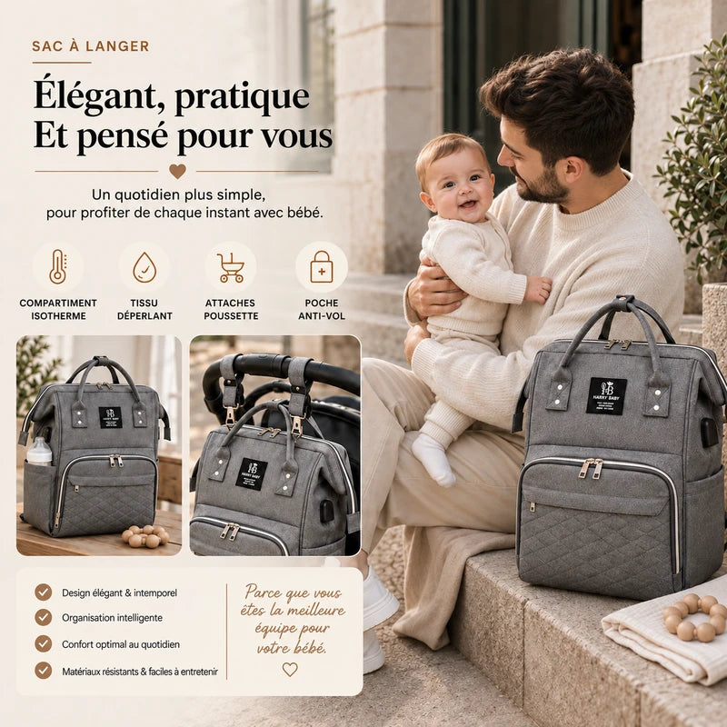 Sac à dos à langer multifonctions Daphné