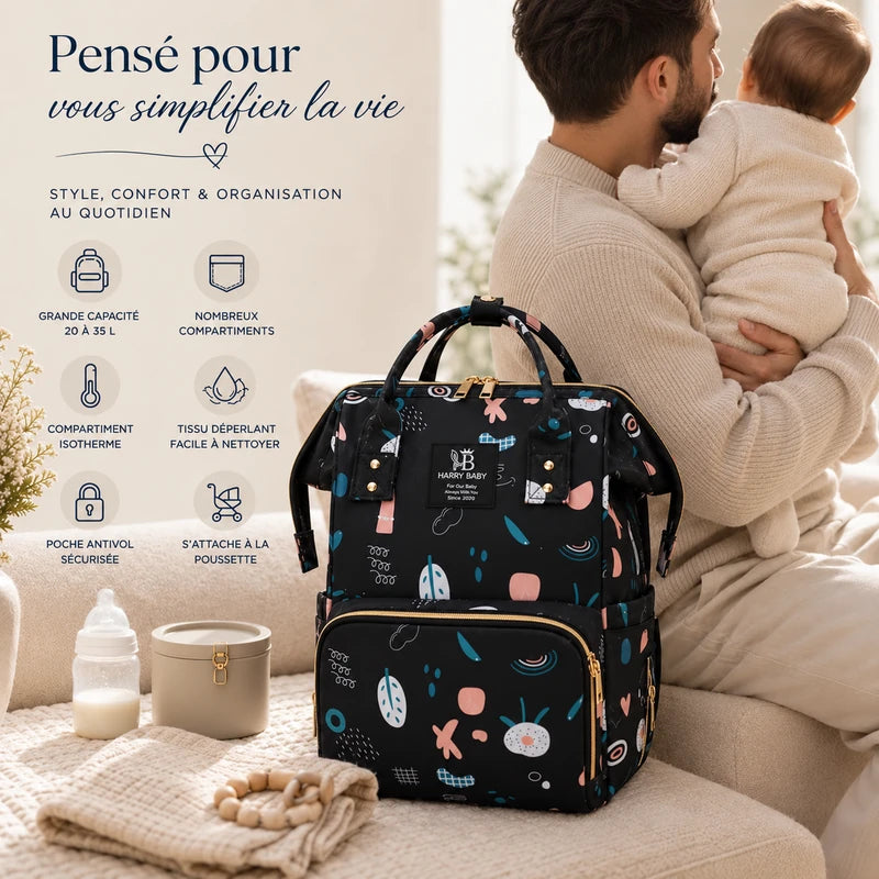 Sac à dos à langer bébé noir